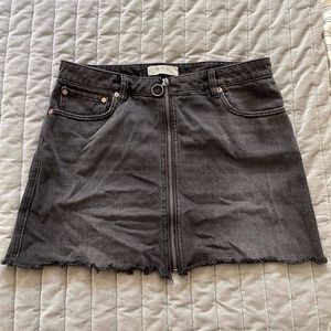 Free People Black Front Zipper Denim Skirt